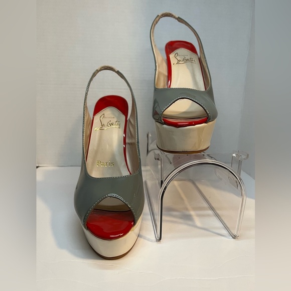 Christian Louboutin Tricolor patent Leather Lady peep toe Plataform sandals - Picture 2 of 12